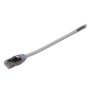 Patch Cord Cat6A, Diametro Reducido 28 AWG, Blindado S/FTP, CM/LS0H, 2 Metros (6.56 Pies), Color Gris