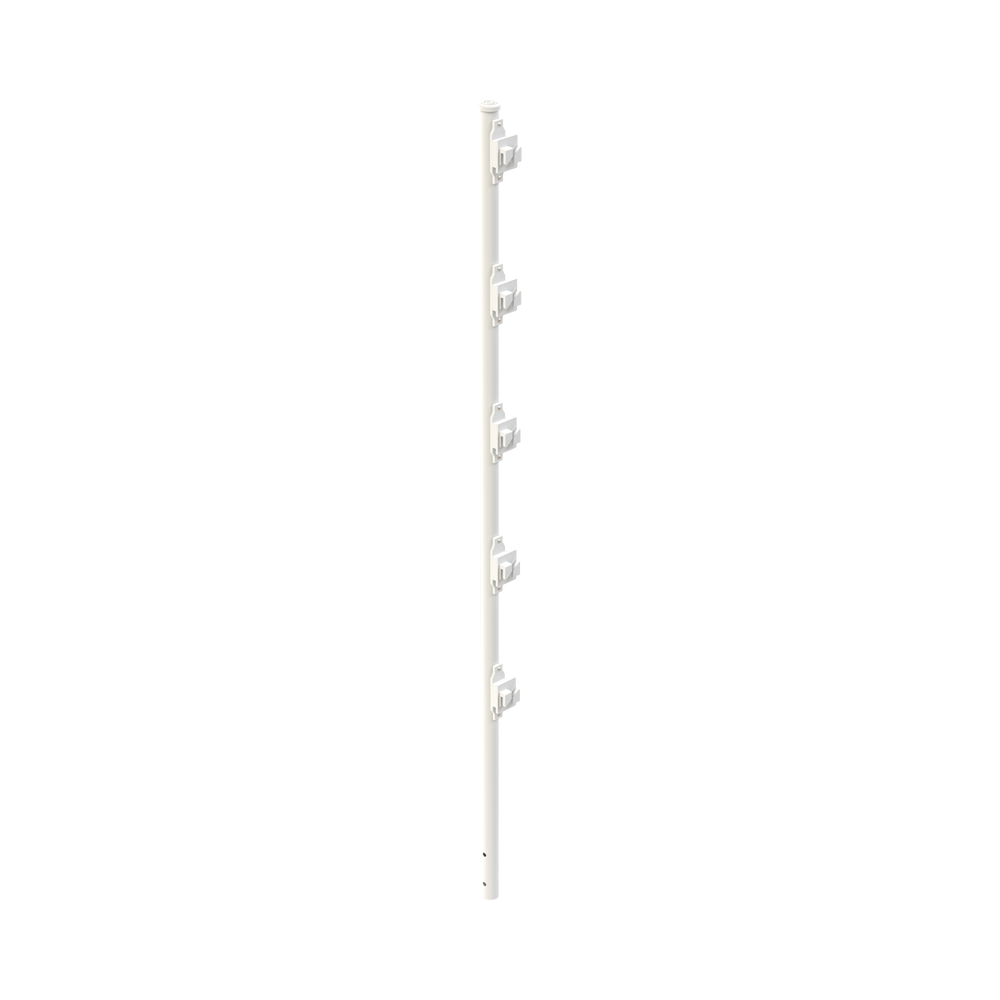 Poste con 5 Aisladores de PASO para Cerca Electrificada. Tubo Galvanizado de 1.2m, cal. 18 de 1" Diam. + Pintura Blanca Aplicación en Polvo.