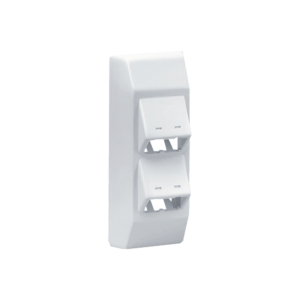 Soporte Con 4 Puertos Mini-Com, Con Bisagras de Instalación a Presión, Para Canaletas T45, Material PVC Rígido, Color Blanco Mate