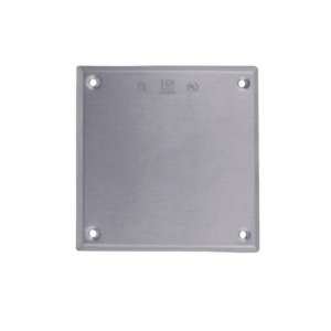Tapa cuadrada ciega de aluminio para caja cuadrada.