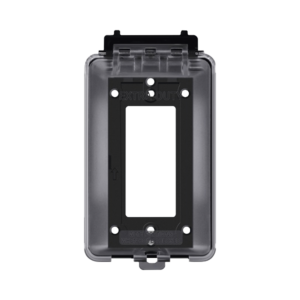 Caja Protectora de Contactos para Exterior / Policarbonato de Alto Impacto / Protección NEMA 3R / 127V 15A 60Hz / Tapa Transparente Base Negra / Resistente a Intemperie UV