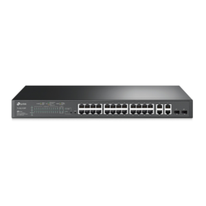 Switch PoE+ JetStream SDN Administrable 24 puertos 10/100 Mbps + 2 puertos 10/100/1000 Mbps (Uplink) + 2 puertos SFP (combo 2 RJ45 10/100/1000 Mbps), 250W, administraci??n centralizada OMADA SDN