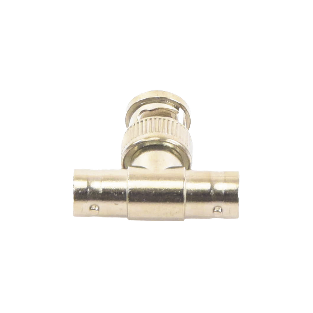 Adaptador en T para 75 Ohm de Conector BNC Macho a Doble BNC Hembra, N??quel/ Oro/ Tefl??n.