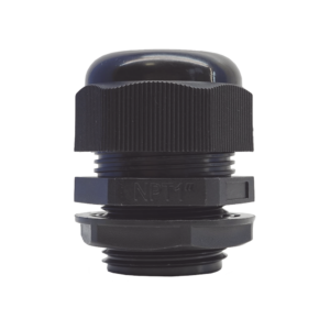Conector Plǭstico Negro Tipo Glǭndula para Rosca NPT 1"