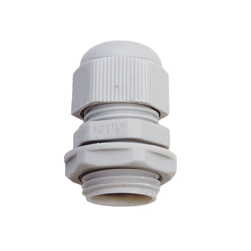 Conector Plǭstico Blanco Tipo Glǭndula para Rosca NPT 1/2" - Imagen 3