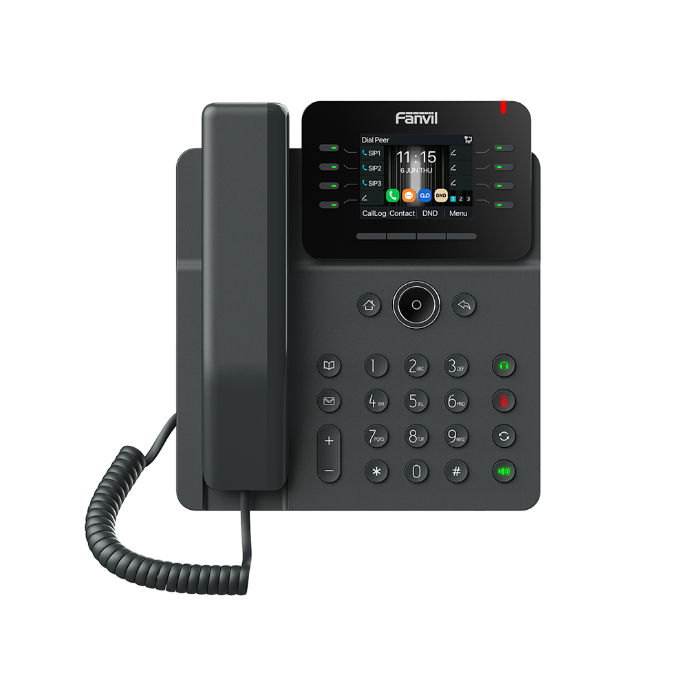 TelǸfono IP Wi-Fi Empresarial,Bluetooth, 12 l??neas SIP, pantalla a color 2.8", PoE, puertos Gigabit, conferencia local de 6 v??as.