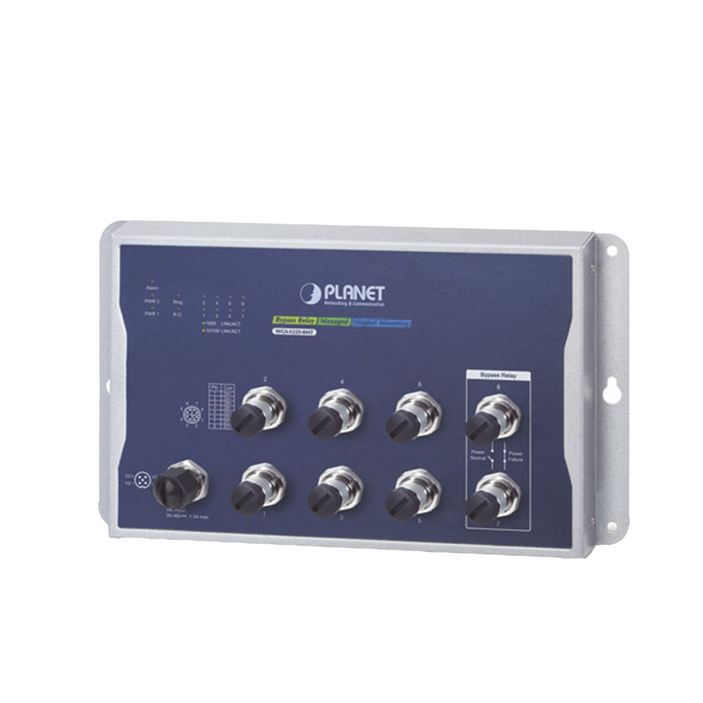 Switch Industrial Tipo Plano, Capa 2, 8 Puertos M12 10/100/1000T, Con Modo Bypass, Carcasa IP40 - Imagen 2