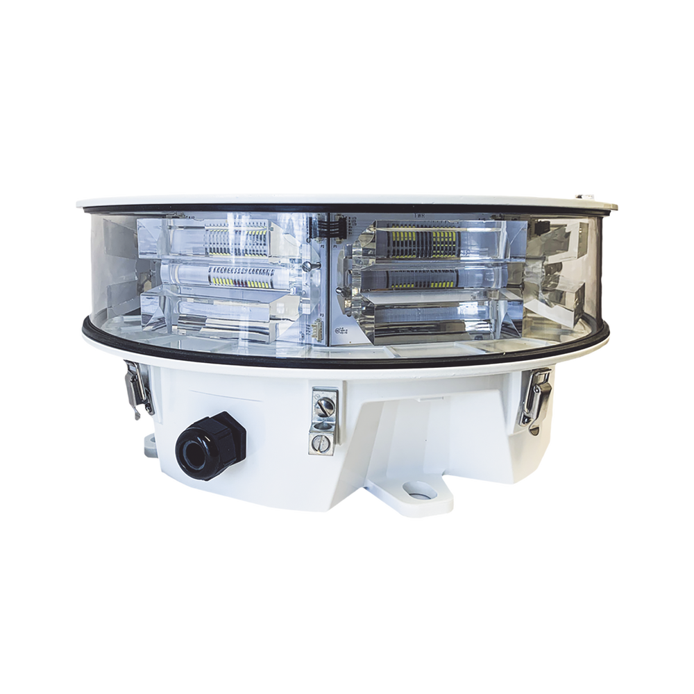 Baliza LED de Obstǭculos Intensidad Media STAR Series / 20.000 cd Blanco/ 360?? Cobertura Horizontal / IR Incluido 246 mW/sr / IP66 NEMA 4 / DC