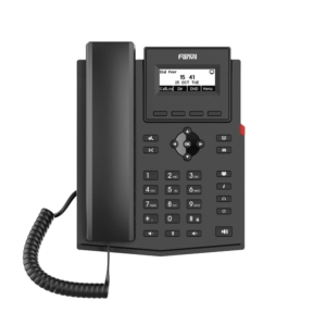 TelǸfono IP empresarial para 2 lineas SIP con pantalla LCD, Puertos Gigabit, C??dec Opus, conferencia de 6 v??as, PoE.