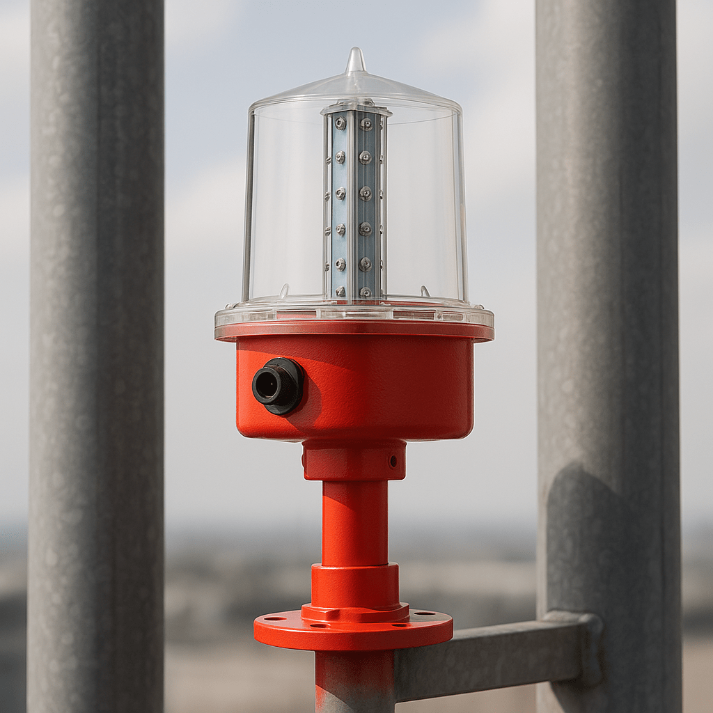 Luz de Obstrucción 110 VCA con Poste, de Aviación LED de Baja Intensidad (Tipo B), Certificación ICAO, Protección IP66 y Alta Durabilidad para Torres y Estructuras - Imagen 2