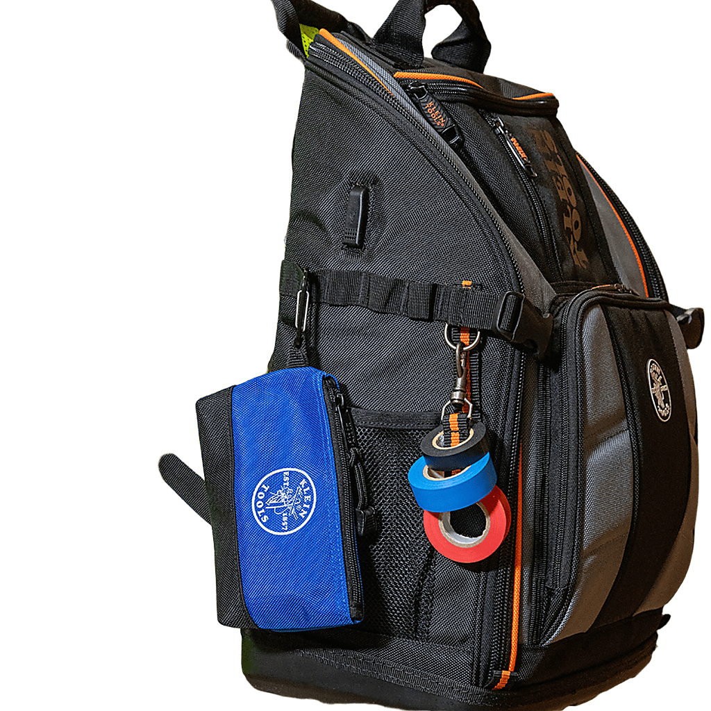 Mochila Profesional para Herramientas / 27 Bolsillos / Acceso Rápido y Estación de Trabajo / Base Moldeada Ancha / Interior Naranja / USB-C / Soporte para Lámpara - Imagen 6