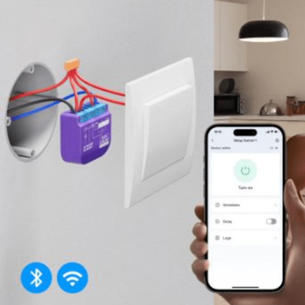 Switch Relevador Inteligente conectividad inalambrica Wifi y BLE / Salida Contacto Seco / Compatible con asistentes de voz / Dimensiones 42x36x16 mm - Imagen 3