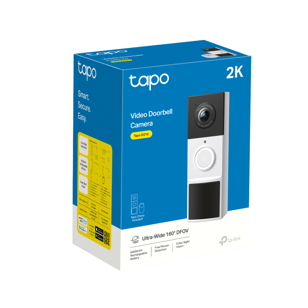 Videoportero Inalámbrico TP-Link Tapo D210 / Resolución 2K 3MP (2304 × 1296px) / Campo de Visión 160° DFOV / Batería 6400mAh Recargable / Detección IA Personas-Vehículos / Visión Nocturna Color / - Imagen 3