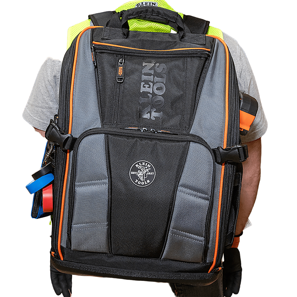 Mochila Profesional para Herramientas / 27 Bolsillos / Acceso Rápido y Estación de Trabajo / Base Moldeada Ancha / Interior Naranja / USB-C / Soporte para Lámpara - Imagen 7