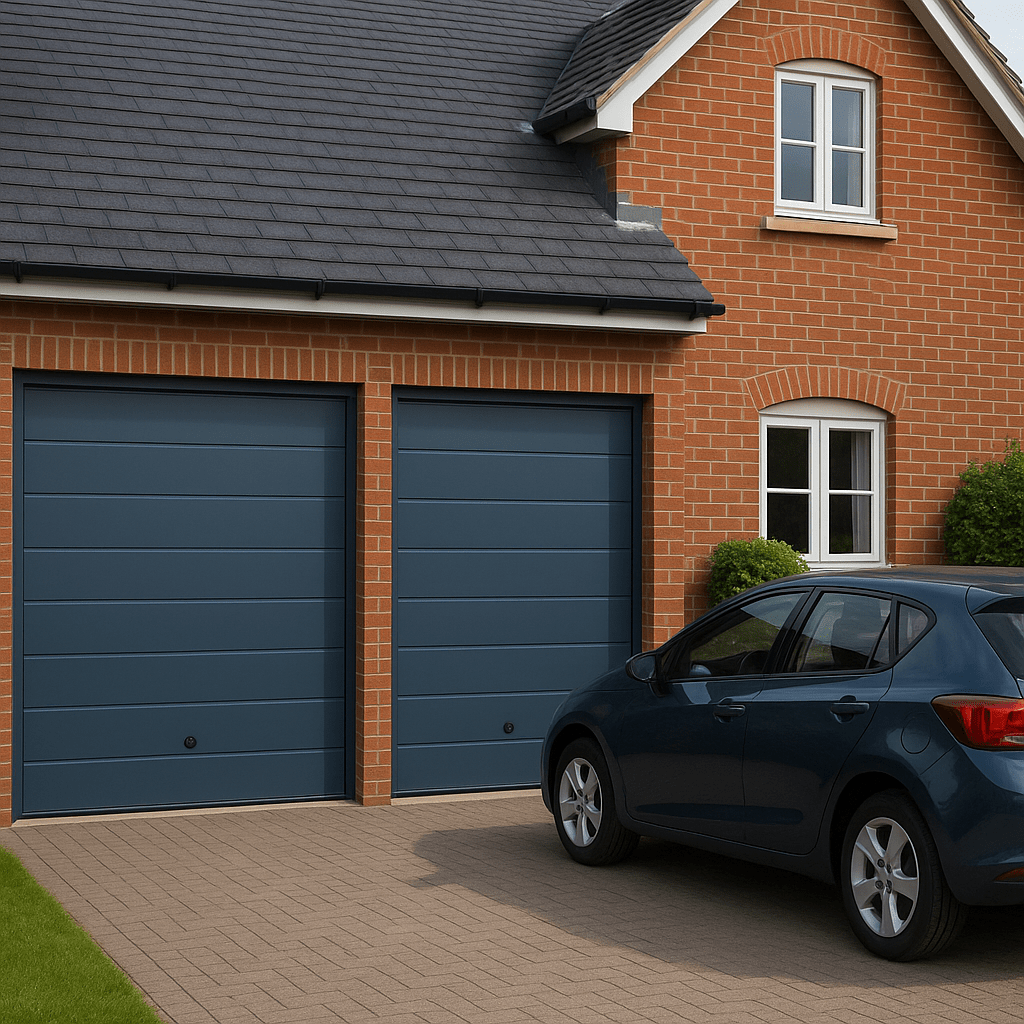 Puerta D / Garage D / Alta Calidad / Linea Central / Color GRIS / acabdo DELUXE / 9X9 pies / AISLADA / Estilo Americana. - Imagen 2