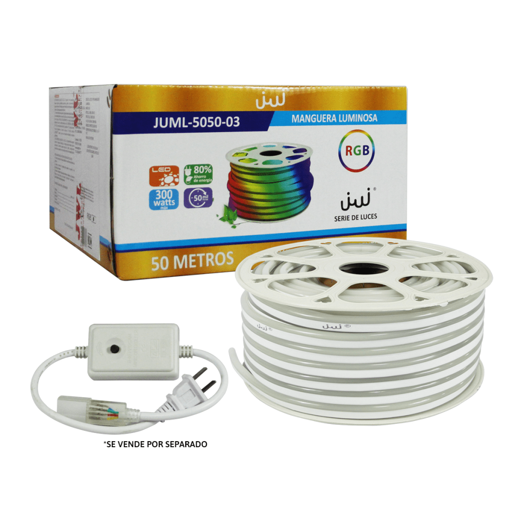 Manguera Luminosa LED Neón RGB / 50 Metros / IP65 Interior-Exterior / Corte Cada 100 cm / 300W Máximo / 120° Ángulo de Luz / Libre de Mercurio - Imagen 3