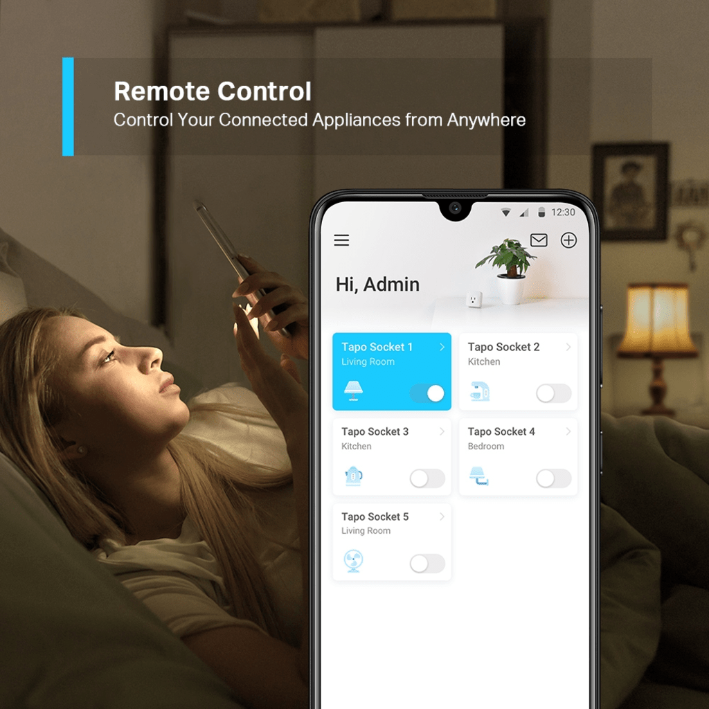 Mini tomacorriente inteligente Wi-Fi, 100 - 120V~, 50/60Hz, 15.0A, compatible con Amazon Alexa y Google Assistant, color blanco. - Imagen 3