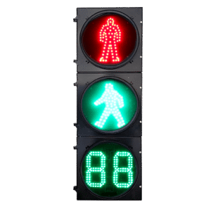 Semáforo Peatonal Estático RX300-3-3910SS-1 / LED de Alta Visibilidad 400 mts / Patrón Peatonal Rojo + Verde Estático + Contador 2 Dígitos / IP53 / Voltaje 176-265 VAC / Material PC+ABS / Temperatura -40°C a 80°C