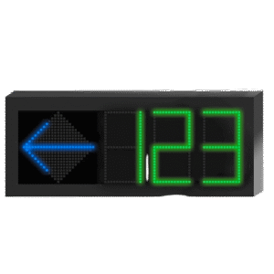 Panel LED Indicador de Estacionamiento Hikvision / 3 Dígitos con Flecha Direccional / Pantalla 7 Colores / Comunicación RS485-RJ45 / Montaje Colgante / Visualización Tiempo Real / Iconos Especiales