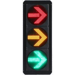 Señal de Tráfico Vertical de Giro a la Derecha / LEDs RYG / Carcasa PC y ABS / IP53 / Transformador AC 24 V / Φ 300 mm / Vida útil de LEDs ≥ 100,000 Hrs