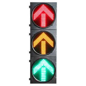 Semáforo de Tráfico Vertical / LED de Cuatro Elementos / Luces Rojas, Amarillas y Verdes / Carcasa PC y ABS / Acabado Mate / Protección IP53 / Transformador AC 24 V / Peso 20 kg
