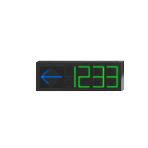 Pantalla de Orientación para Estacionamiento Interior Unidireccional / 4 Dígitos Numéricos / LED 7-8 mm Pitch / 3800 cd/m² de Luminancia / 110° Ángulo de Visión / Comunicación RJ45 RS485 / Iconos Multicol
