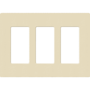 Placa de pared 3 espacios, para atenuador (dimmer), apagador ó control remoto inalámbrico LUTRON.