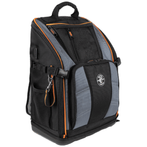 Mochila Profesional para Herramientas / 27 Bolsillos / Acceso Rápido y Estación de Trabajo / Base Moldeada Ancha / Interior Naranja / USB-C / Soporte para Lámpara