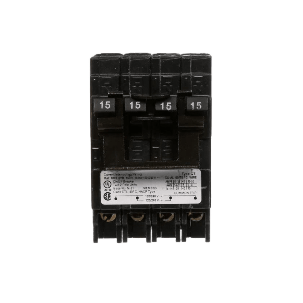 Interruptor automático TRIPLEX enchufable tipo QT 2 polos simples, 1 polo doble, 30-30 amp