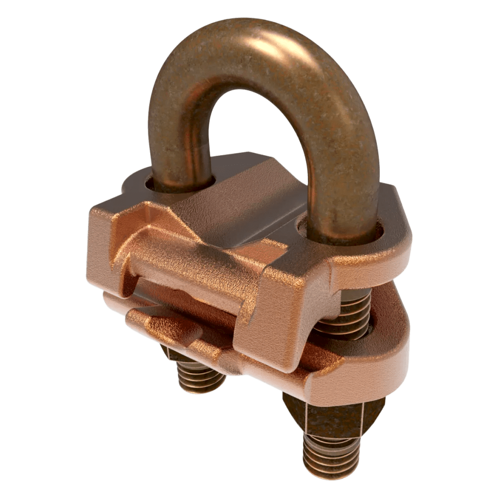 Conector Mecánico para Cable Calibre 4 a 2/0 AWG / Paralelo o 90° Grados a Tubo de 1 1/4" o Varilla de 1 3/8" - 1 1/2".