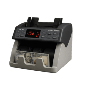 Contador de Billetes / Sensor MG-IR-UV / Velocidad 1500 notas/min / Capacidad Hopper 300 notas / Stacker 200 notas / Verificación Seguridad / Detección Dobles y Encadenadas