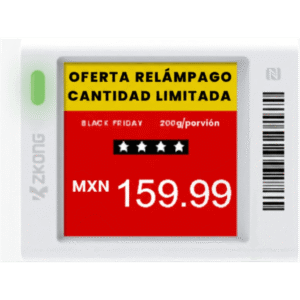 Etiqueta Electrónica de Estantería ESL 1.5" / Pantalla EPD Gráfica Matriz de Puntos 152x152 píxeles / 4 Colores (Negro Blanco Rojo Amarillo) / BLE 5.0 con Encriptación AES-128 / Autonomía 3 Años con 4