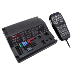 Sirena Vehicular de 200W de Potencia, Programable, Con Controlador Unimando de 15 Botones Para Control de Tonos, 12 Salidas Auxiliares y Micrófono