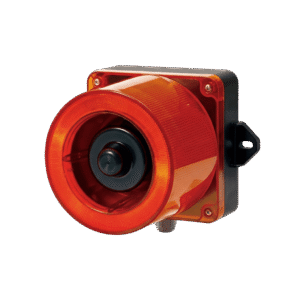 Combinacion de baliza LED color Rojo y sirena electrónica de 31 tonos resistente a la intemperie de volumen máx. 123 dB a 110-220 VCA
