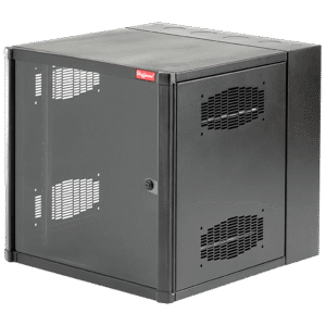 Gabinete AccessPlus de 12 UR Montaje en Pared de 19in, Rieles Numerados y Roscados #10-32, Puerta con Ventana de Seguridad, 620 mm de Ancho, 953 mm de Profundidad, Color Negro