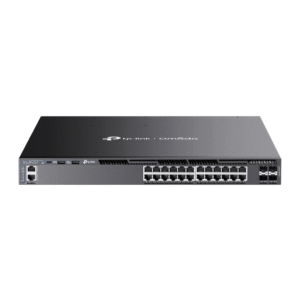 Switch Omada L3 SDN Administrable / 24 puertos PoE af/at Gigabit y 4 puertos SFP+ / Presupuesto PoE 720W / Funciones RIP, VRRP, Servidor DHCP / Administraci??n centralizada OMADA / Fuente Redundante