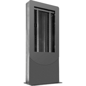 Kiosko tipo Vertical color negro para Pantallas 55" / Construcci??n Totalmente en Acero / Base Plana / 6 Tomas ElǸctricas con Supresor de Picos / Ventilaci??n Termostǭtica / Capacidad de Carga 125-150 lb (56-68 kg)