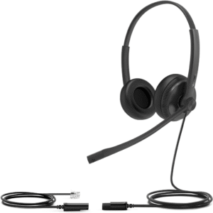 Diadema Alǭmbrica YHS34 Dual de Yealink QD a RJ9 con Almohadillas de Cuero