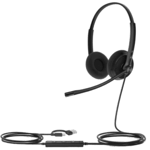 Diadema Alambrica Yealink UH34 Lite Dual USB-C/A con Almohadillas de Esponja y Compatibilidad UC Multiplataforma
