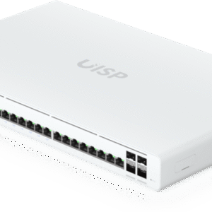 UISP Switch Pro ??? Switch PoE de 220 W (27 V) con 24 Puertos GbE, 16 Puertos PoE Pasivo 27 V y 4 Puertos SFP+ 10G