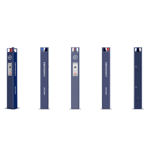 Estación de Pánico / Cámara IP 4MP / Audio Bidireccional 5 m / Micrófono Omnidireccional / Altavoz 30 W / Resistente a Vandalismo / IP66 / Montaje en Piso