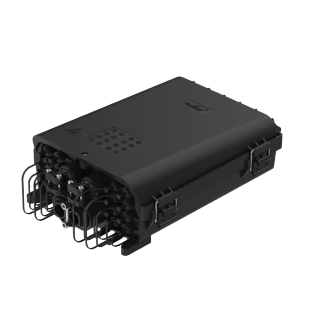 HUB Box Preconectorizada EASYCONN?? de FiberHome para Exterior, IP68, Hasta 96 Empalmes, Incluye 2 Splitters 1*4