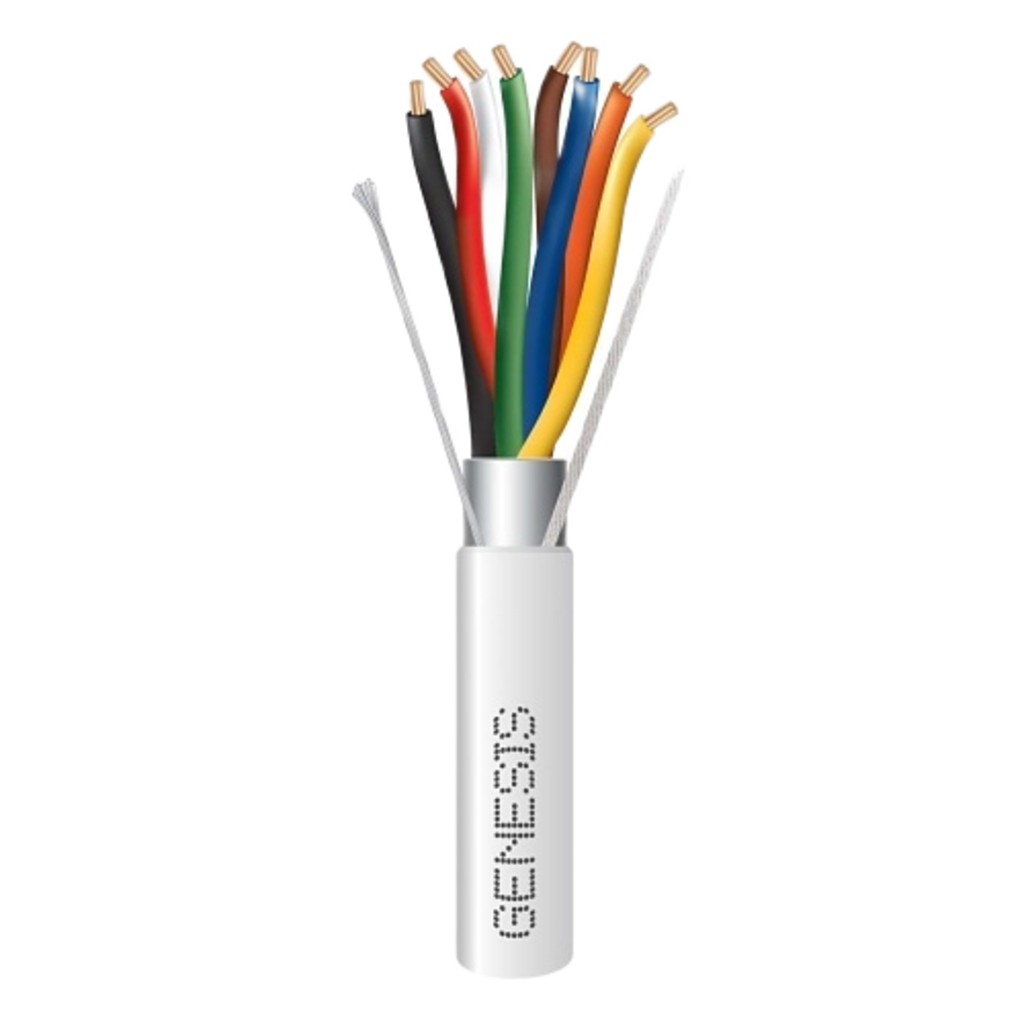 Carrete de 305 Metros (1000 Pies) / Cable de Cobre / 8 x 18 AWG / Plenum / Blindado / Para Interior / Color Blanco / Para Aplicaciones de Alarmas de Intrusión/Control de Acceso/ Automatización / Interfonos y Tv Porteros