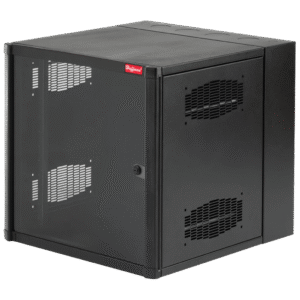 Gabinete AccessPlus de 12 UR Montaje en Pared de 19in, Rieles Numerados y Roscados #10-32, Puerta con Ventana de Seguridad, 600 mm de Ancho, 762 mm de Profundidad, 12 UR, Color Negro