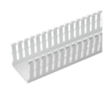 Canaleta Ranurada de PVC Sin Tapa, Tipo F, 82.6 mm de Ancho, 104.1 mm de Alto y 1.8 m de Largo, Color Blanco