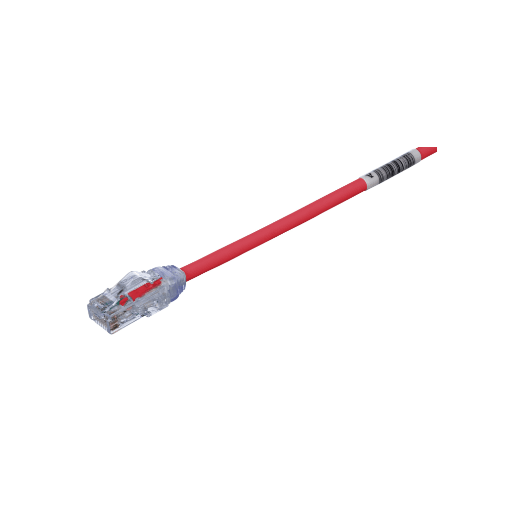 Cable de Parcheo UTP Cat6A, CM/LSZH, Di?metro Reducido (28AWG), Color Rojo, 20 cm (7.87 Pulgadas).