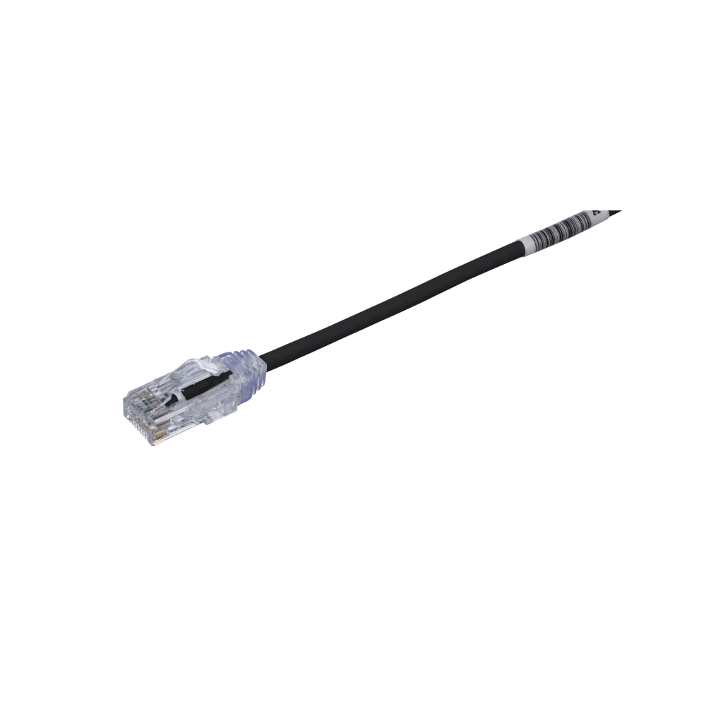 Cable de Parcheo UTP Cat6A, CM/LSZH, Di?metro Reducido (28AWG), Color Negro, 0.30 Metros (1 Pie)