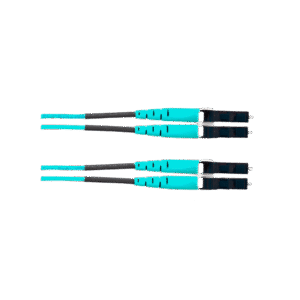Jumper de Fibra ?ptica Multimodo 50/125 OM4, LC-LC Duplex, OFNR (Riser), Color Aqua, 40 Metros (131.23 Pies)