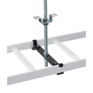 Kit de Soporte Central para escalerilla con Ajuste 12.00 pulgadas de Acero Color Negro / Incluye Varilla Roscada y Brackets / Para instalacion a Techo