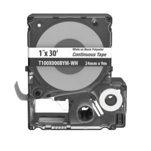 Casete MP, Cinta Continua, Pol., 1 W x 30 L, Blanco/Negro